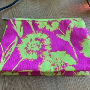 Clinique pink and yellow floral Makeup bag NWOT